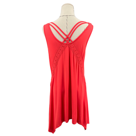 Cupio Womens Dark Pink V Neck Sleeveless Pleated Front Lace Dress Size Large - Picture 5 of 12